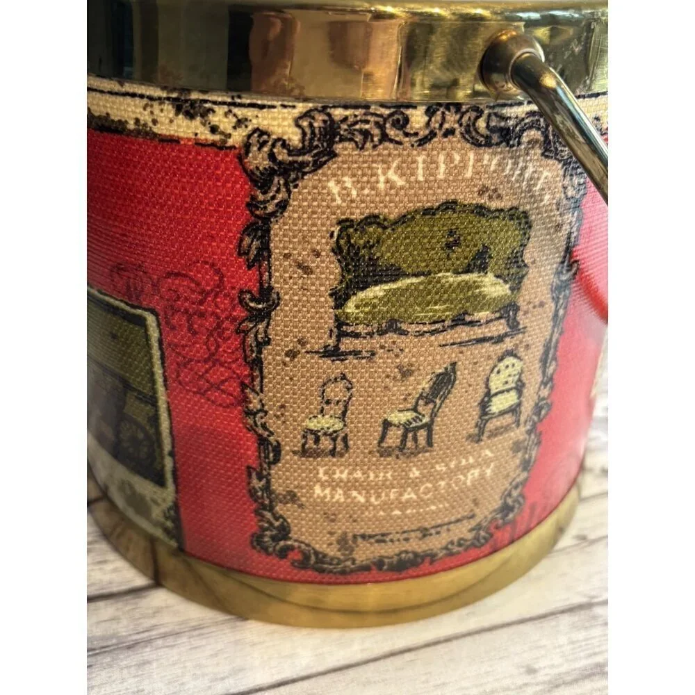 Vintage Serv-Master Creations Ice Bucket Gold Brass Tone Barware MCM Mid Century